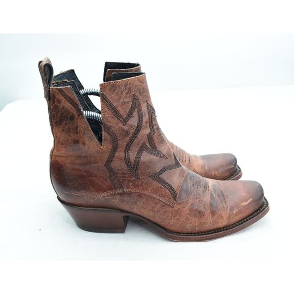 Nocona Western Ankle Boots Womens 6.5 Terrain Brown Cut Out Distressed NL1650 - Picture 1 of 9
